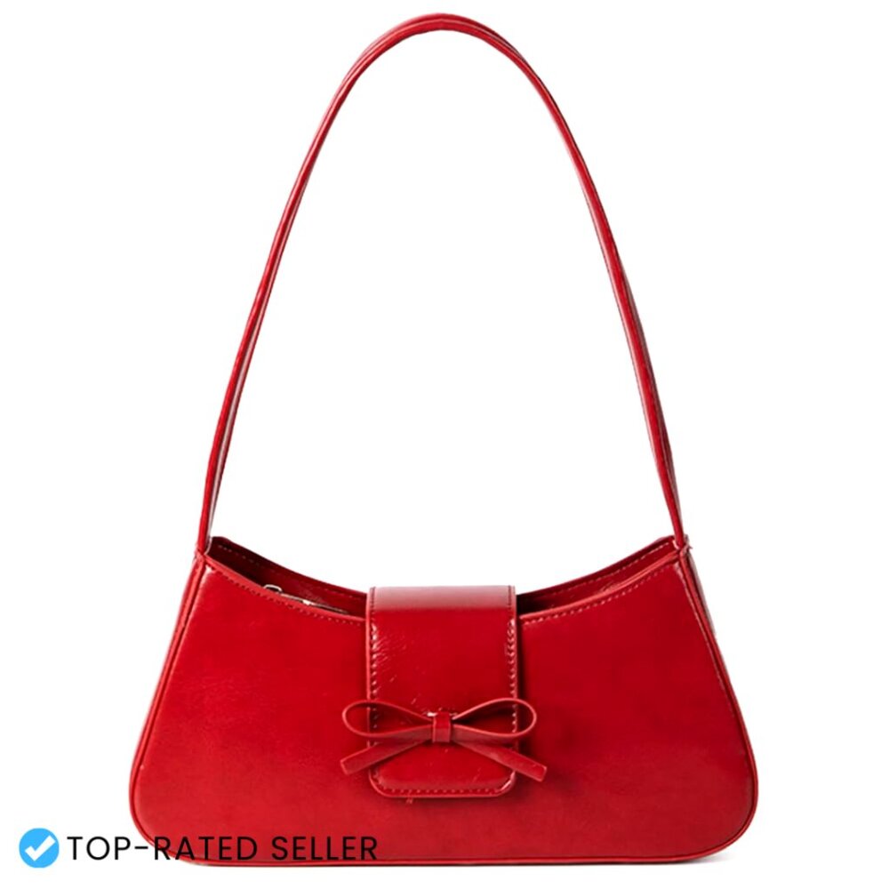 Faux Leather Mini Hobo Bag Coquette Bow Y2K Cute Shoulder Purse